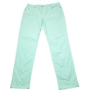 J. Mclaughlin Watson Pants Mint Green Velvet Slim Fit Stretch Preppy Size 14